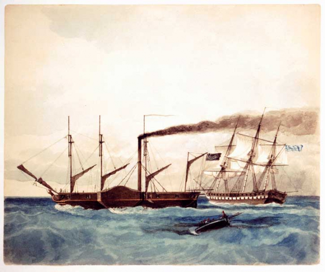Первый греческий пароход в бою
